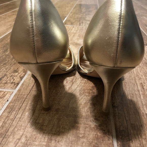 BADGLEY MISCHKA Gold and Rhinestone Pumps Heels 9 - Picture 3 of 10